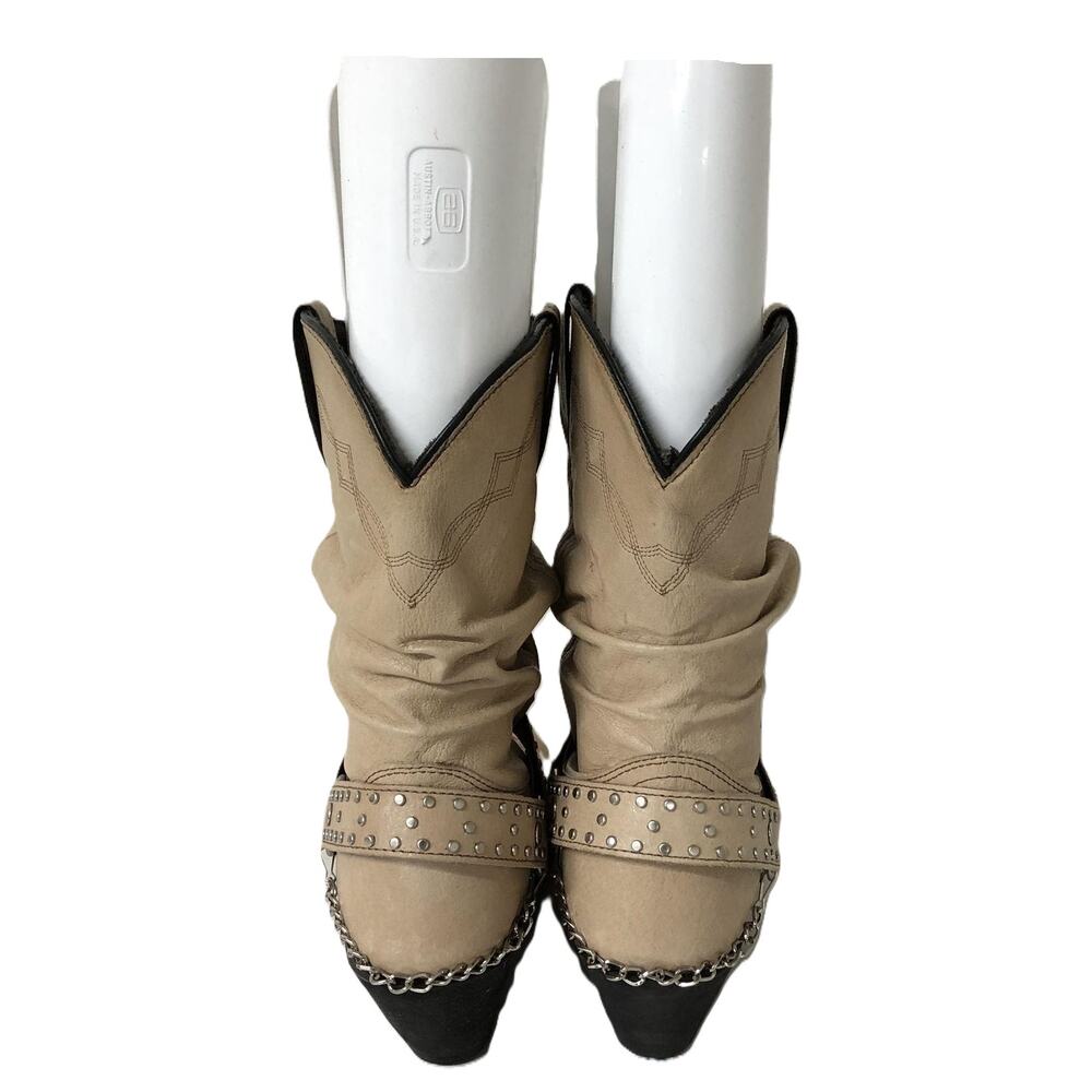 Shyanne Slouchy Leather Harness Studded Western Boots 9 - Picture 3 of 9